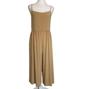 Aritzia Wilfred Women’s Market Jumpsuit Large Tan Sleeveless Cropped Wide-Leg